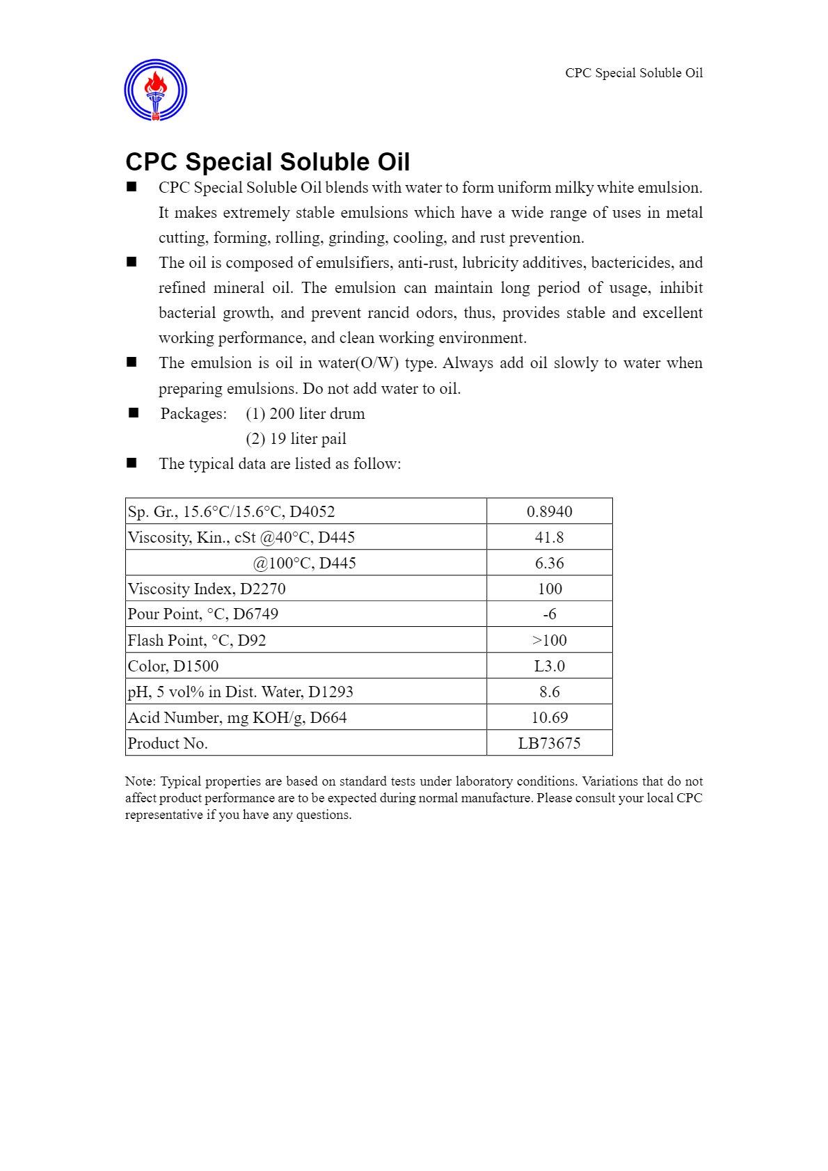 LB73675 CPC Special Soluble Oil e-book