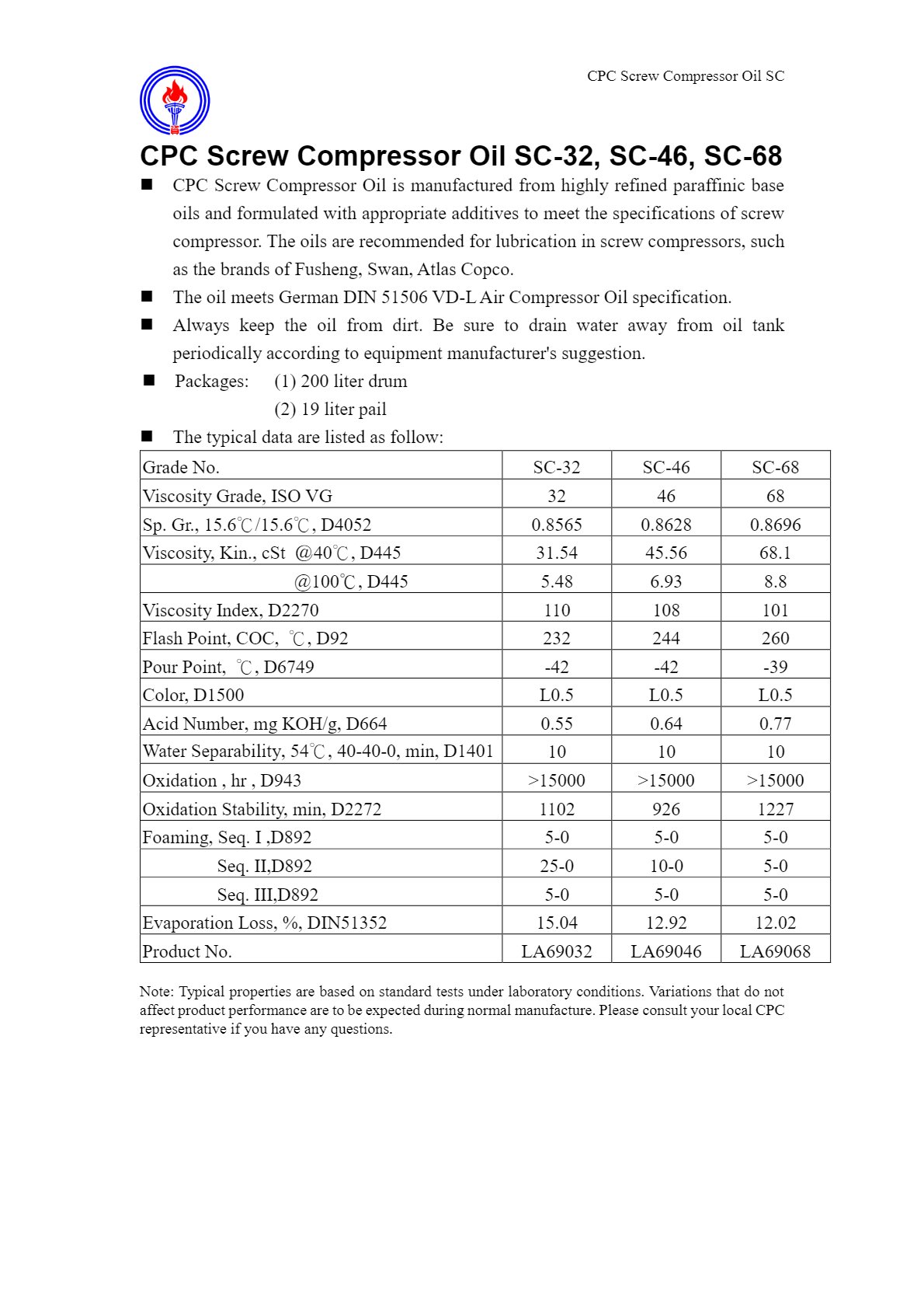 LA69046 CPC Screw Compressor Oil SC-46 e-book