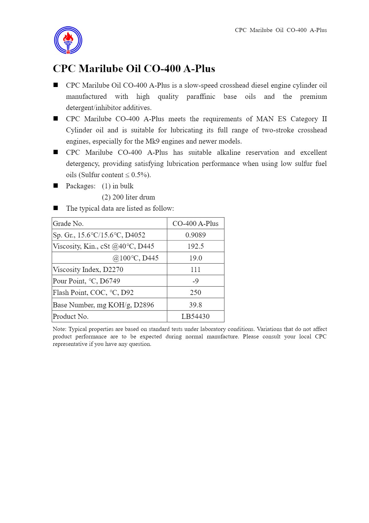 LB54430 CPC Marilube Oil CO-400 A-Plus e-book